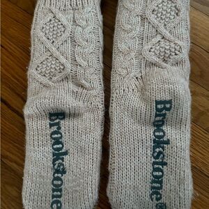 Brookstone Beige Cable Knit Slipper Socks